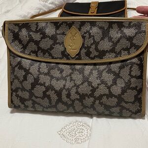YSL Gray Patterned Clutch authentic